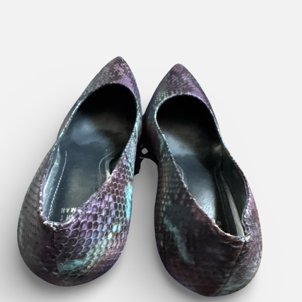 Stuart Weitzman Slender Plum painted python pumps… - image 4